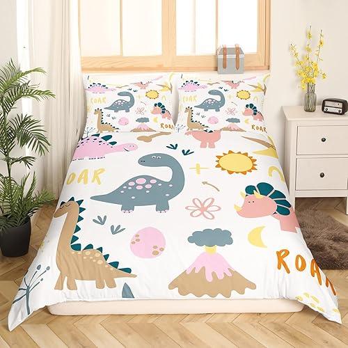 Miniatura 116 de Feelyou Cute Sloth Dino Duvet Cover Full, Nursery Cute Wild Animals Bedding Set for Boys Girls Jungle Animals Comforter Cover Cartoon Zoo Animal Bed