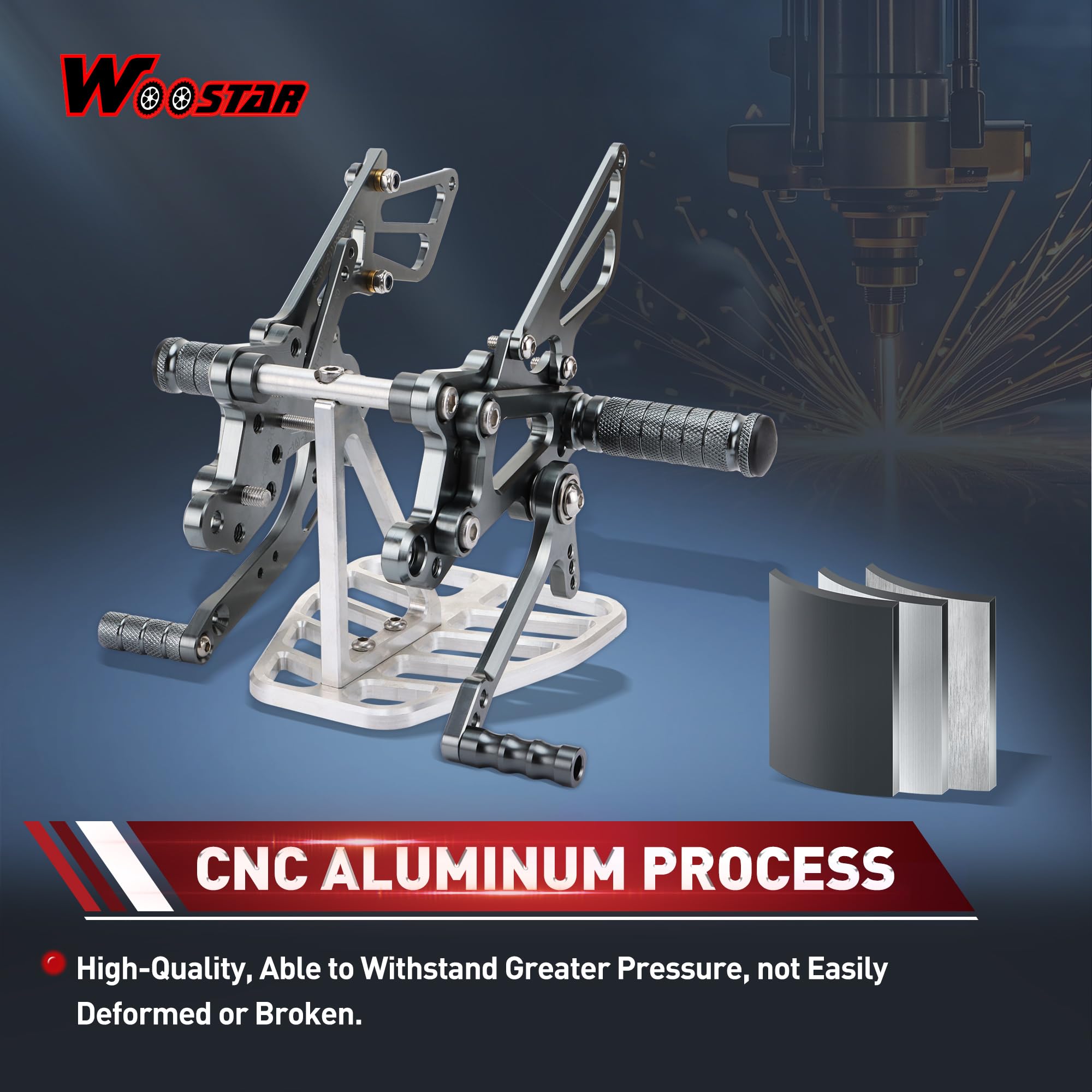 WOOSTAR Pedane arretrate Regolabili CNC per CBR 600 2003-2006 Motocicletta