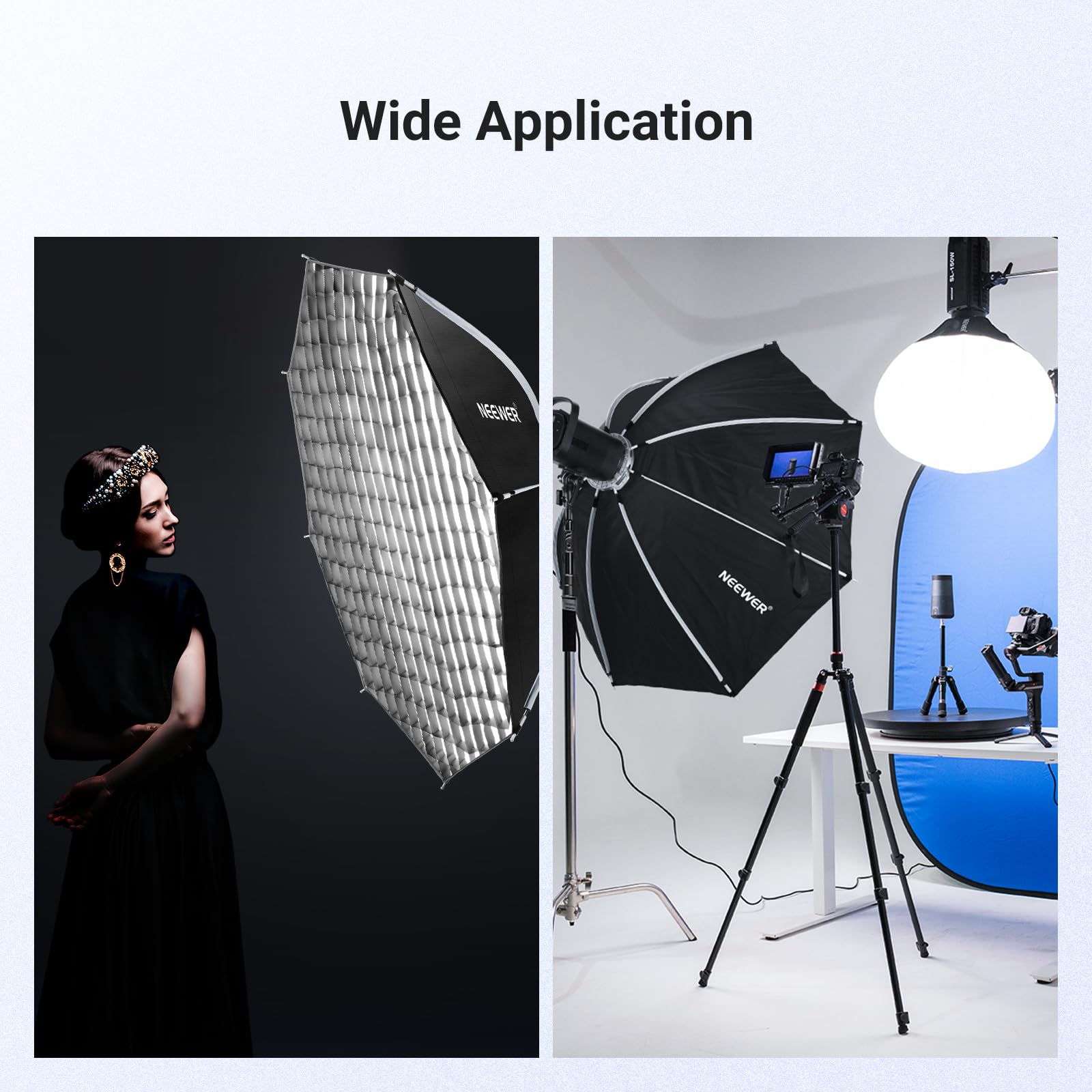 NEEWER Basics Paraboliczne softboxy, 47,2" Bowens Mount Softbox, dyfuzory świetlne/siatka/torba, kompatybilne z Aputure 150c Godox SL60w NEEWER FS300C FS230C FS150B HB80C CB200C Q6 Q300, NS66P