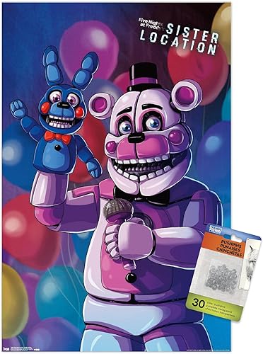 Póster de pared de Five Nights at Freddy's: Sister Location - Funtime Freddy con alfileres