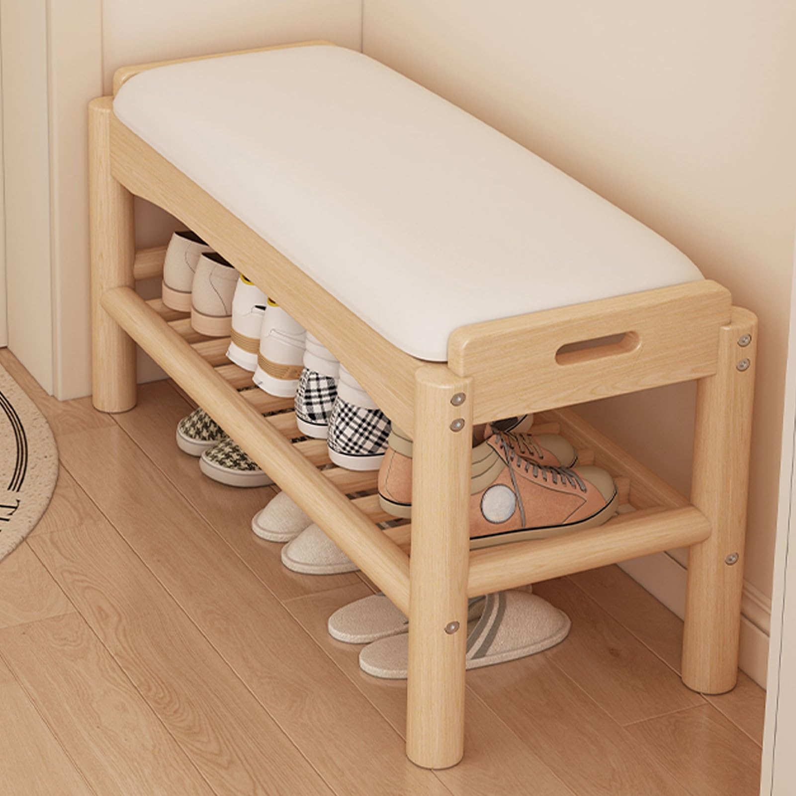 Banc à chaussures d'entrée 80 cm avec rangement multifonctionnel