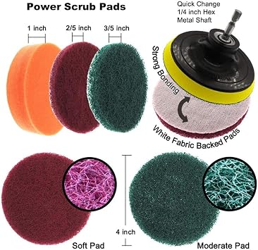 Taylor & Brown 12 Piece Drill Brush Cleaning Tool Attachment Kit for Scrubbing Cleaning Tile, Grout, Shower, Bathtub, and All Other General Purpose Scrubbing