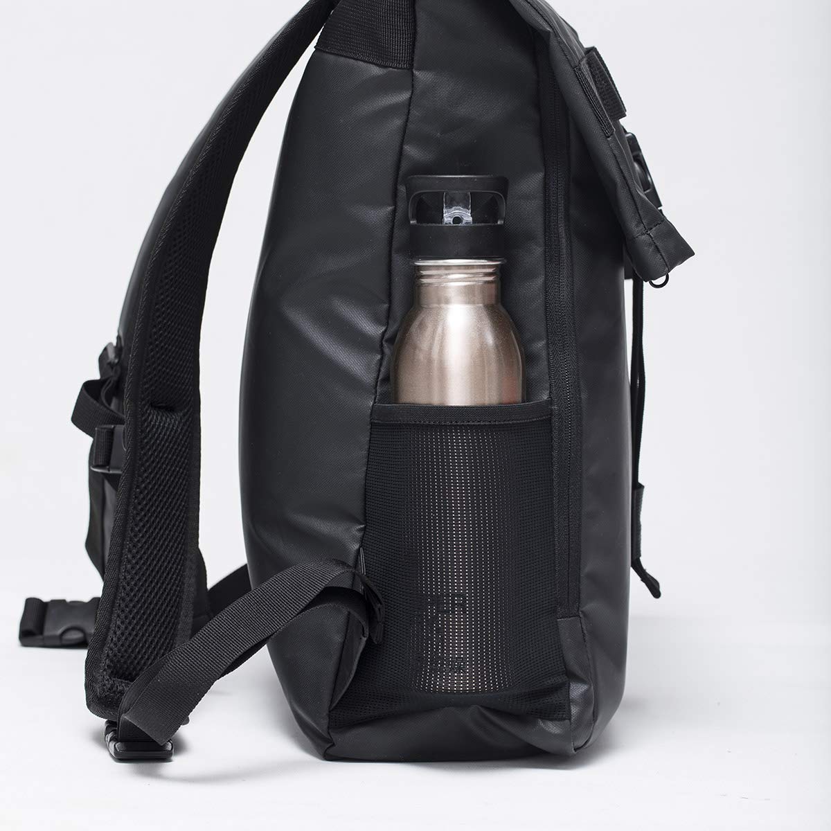 Sac à Dos Urbain City Bag Original [CBO] De Buds-Sports Pour Ordinateur Portable 15" - Volume Ajustable - Travail et Sport 15/25L - Fixation Exclusive Porte-Bagages Vélo (Noir)
