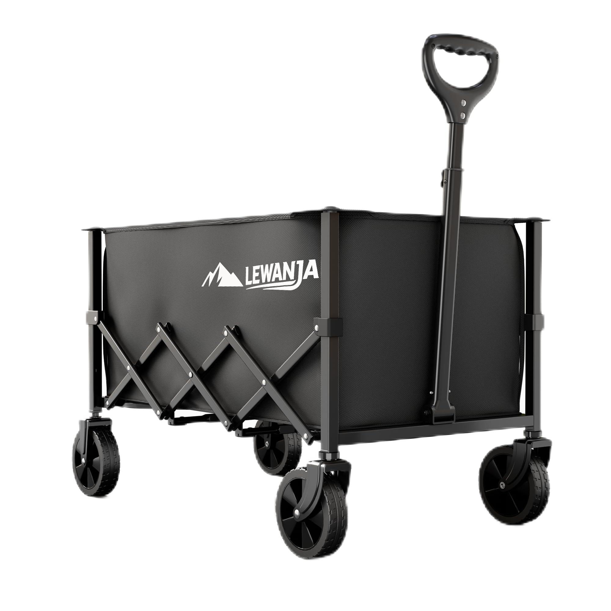 LEWANJA 100L Carro Playa Plegable, Robusto Carrito de Jardín con Mango Ajustable, Carga 100kg, para Festivales, Camping y Compras