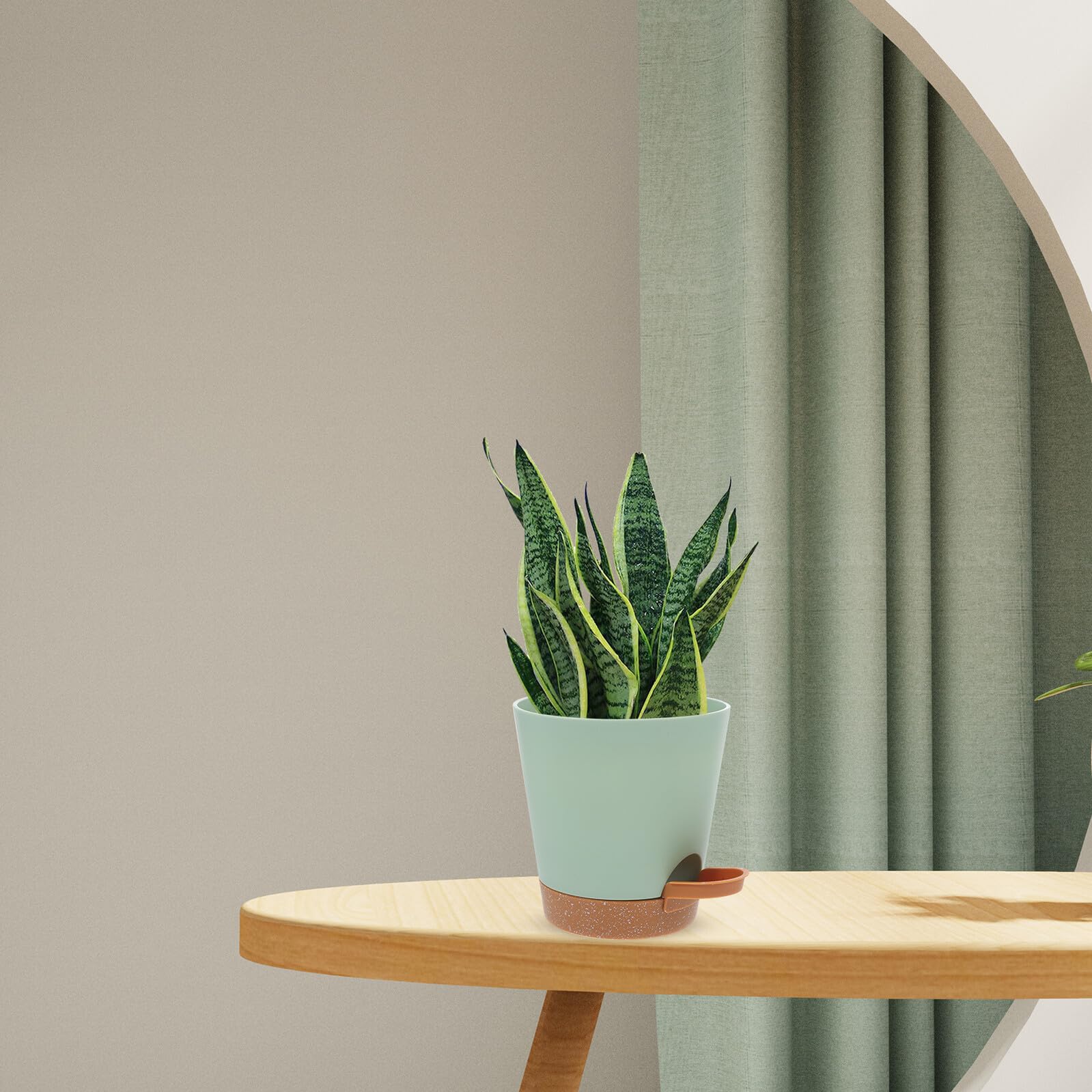 5 Stück Teiliges Selbstbewässernder Blumentöpfe aus Robustem Kunststoff Platzsparende Balkon Zimmerpflanzer mit Praktischem Bewässerungssystem Grün Bruchfest und Langlebig für