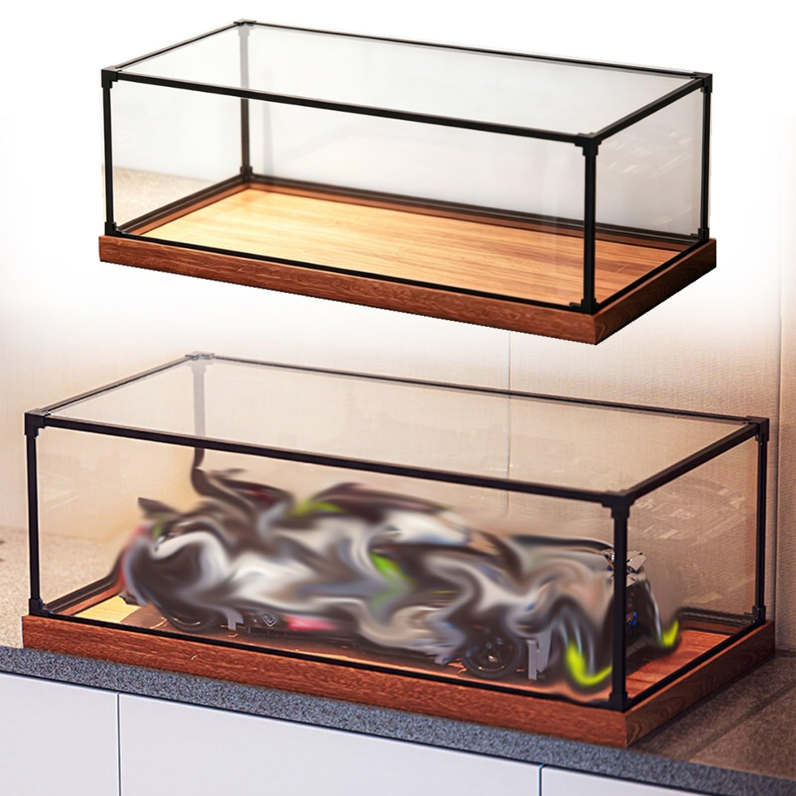 Alloy Frame Acrylic Display Boxes, 80 45 35 25 Cm Storage Organizers Case for Action Figures/ Car Models, Stable Waterproof Protection Showcase(40x40x35cm(16"x16"x14"))