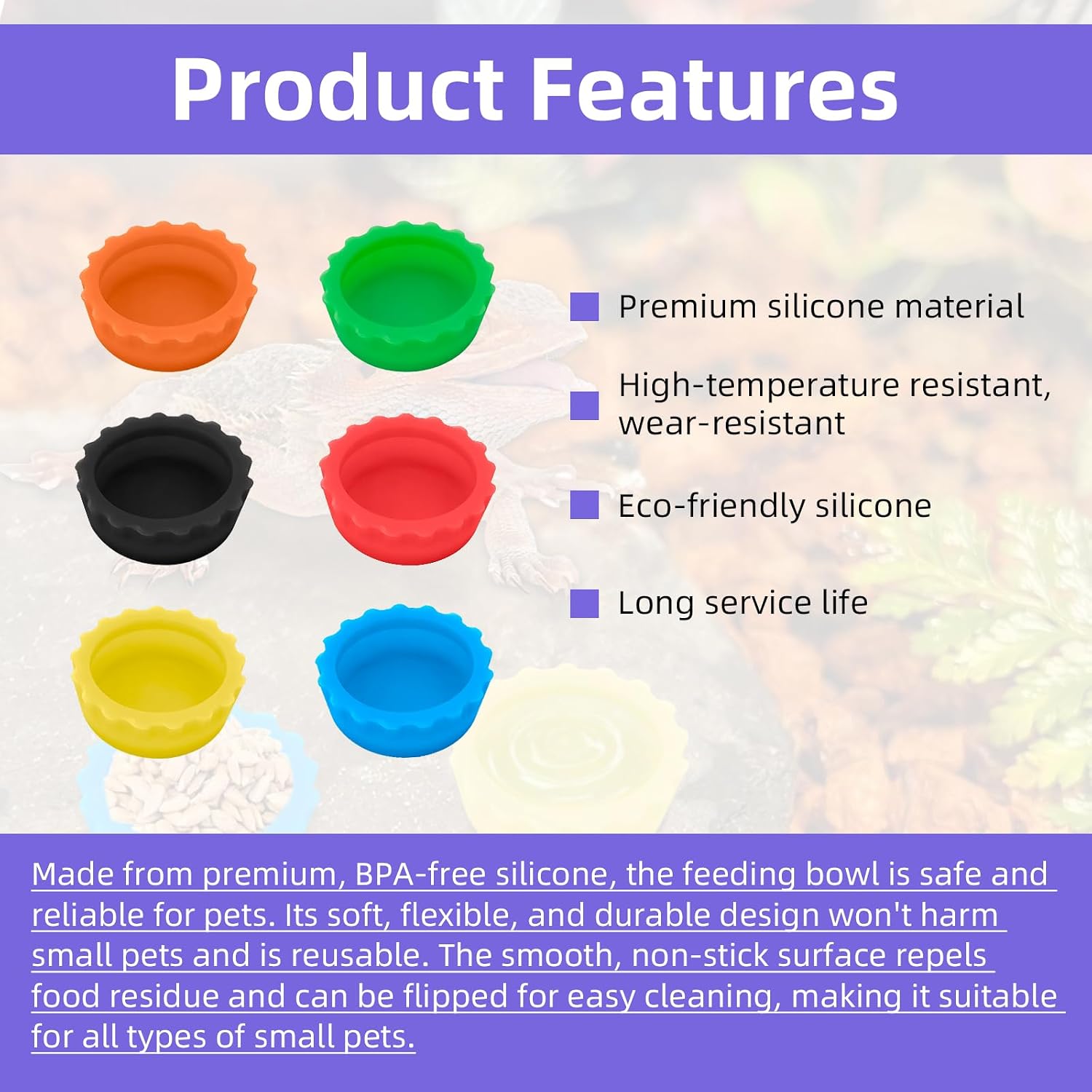 21Pcs Crested Gecko Food and Water Feeding Cups with Reptile Feeding Tongs Kit,Small Reptile Food Dish Colorful Water Bowl Long Tweezers Geckos Tank Accessories for Tortoise, Crab and Small Pet image 3