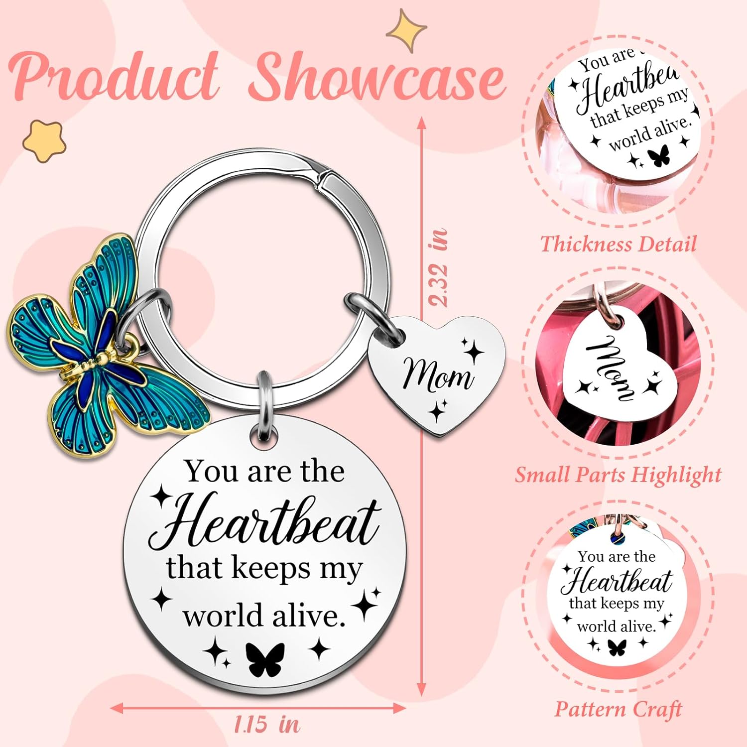 Mom Keychain Mom Birthday Gifts from Daugther Son Best Moms Ever Gift Valentines Mothers Day Gifts for Moms Butterfly Gifts for Mother I Love You Gift - Image 6