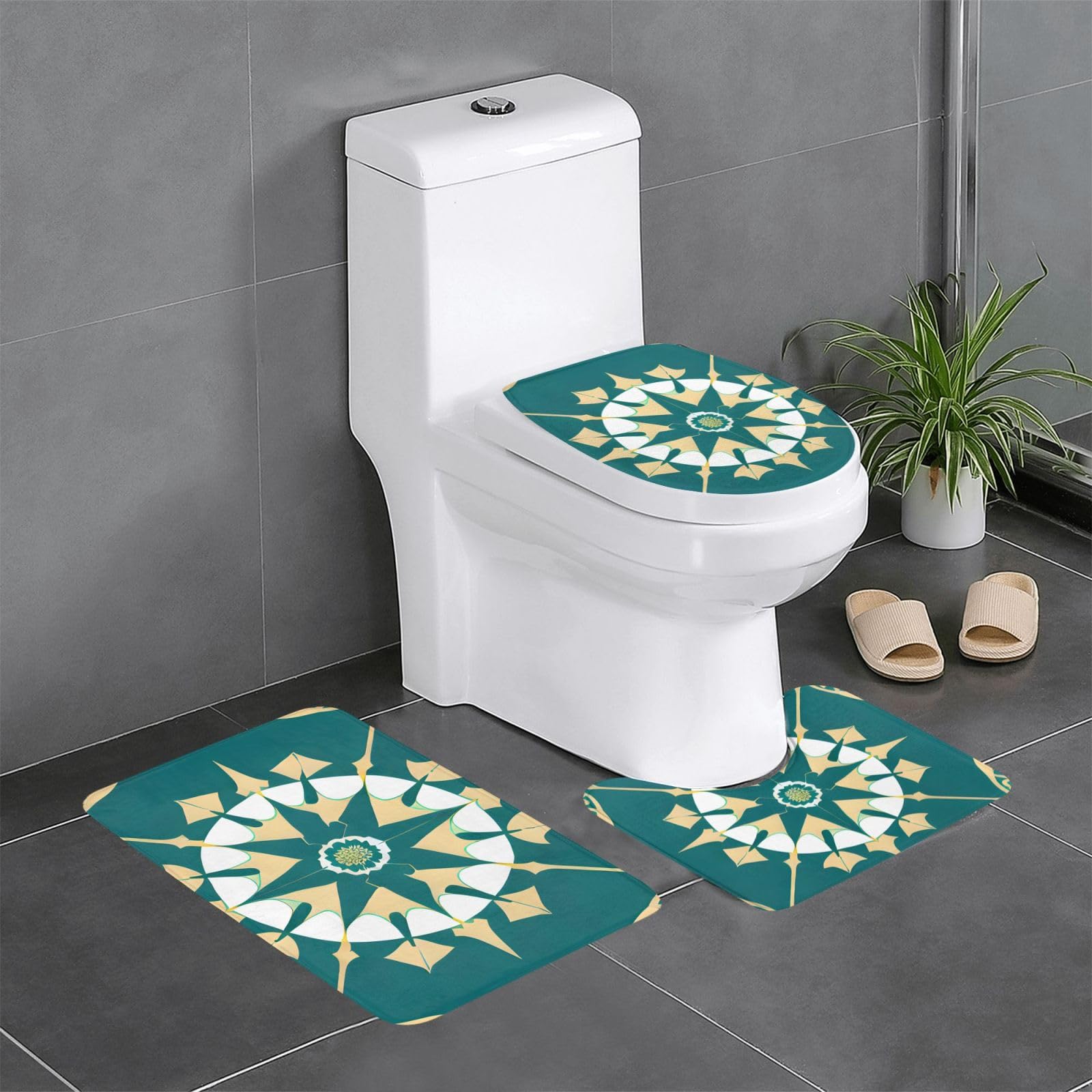 Tapis de salle de bain antidérapant style exotique doux et absorbant yefan