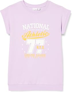 Name It Girl's Nkfvelua Ss Long Sweat Unb J Sweatshirt, White Alyssum/AOP: Butterfly, 7 Years