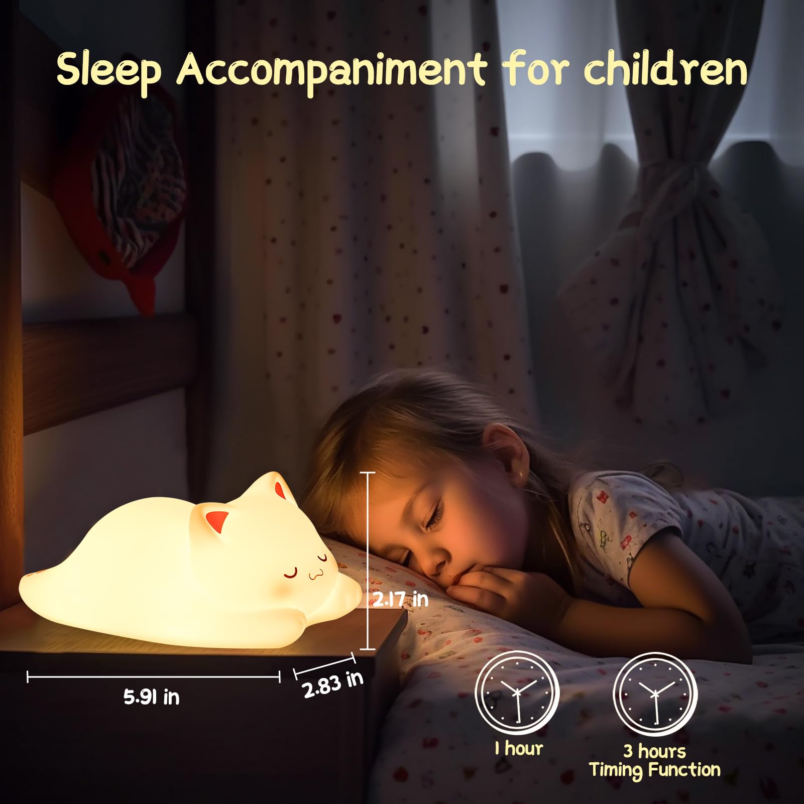 ZKLiLi Night Light for Kids Lamp 16 Colors Cute Cat Lamp Dimmable Baby Night Lights for Nursery Toddler — view 5