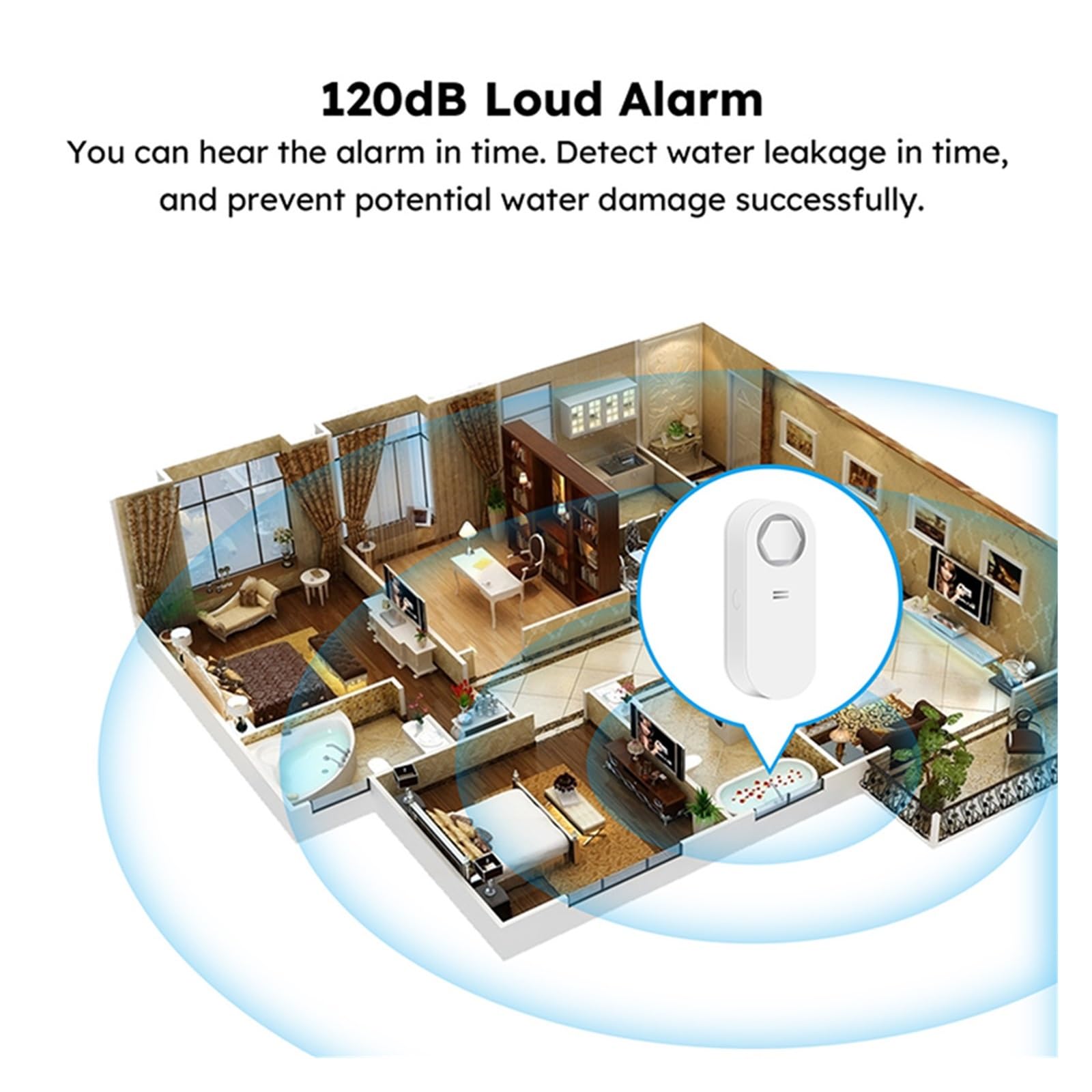 Temporizador de aspersor Alarma Pitido De Fuga De Agua Sirena Detector De Sensor De Fuga De Agua Escenario De Conjunto De Inundación Con Controlador De Válvula Inteligente Temporizador de riego para j