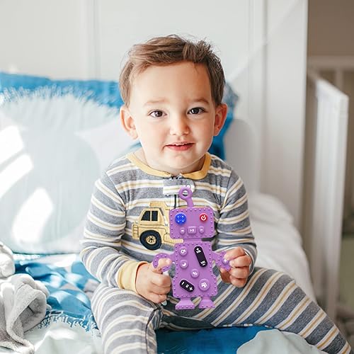 Miniatura 7 de Juguetes de dentición para bebés, juguetes de dentición para bebés de 0 a 6 meses, juguetes para bebés de 6 a 12 meses con forma de robot, juguetes