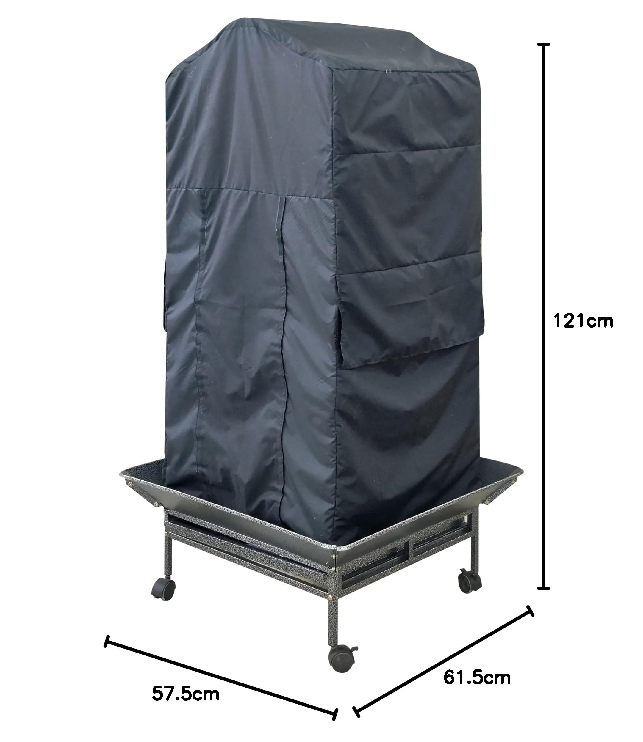 Pet's Solution - Telo Copertura Nero per Gabbia Pappagalli con Tetto Onda e Misura Interna da 61,5x57,5x121h cm, Ideato per Favorire il Riposo dei Volatili