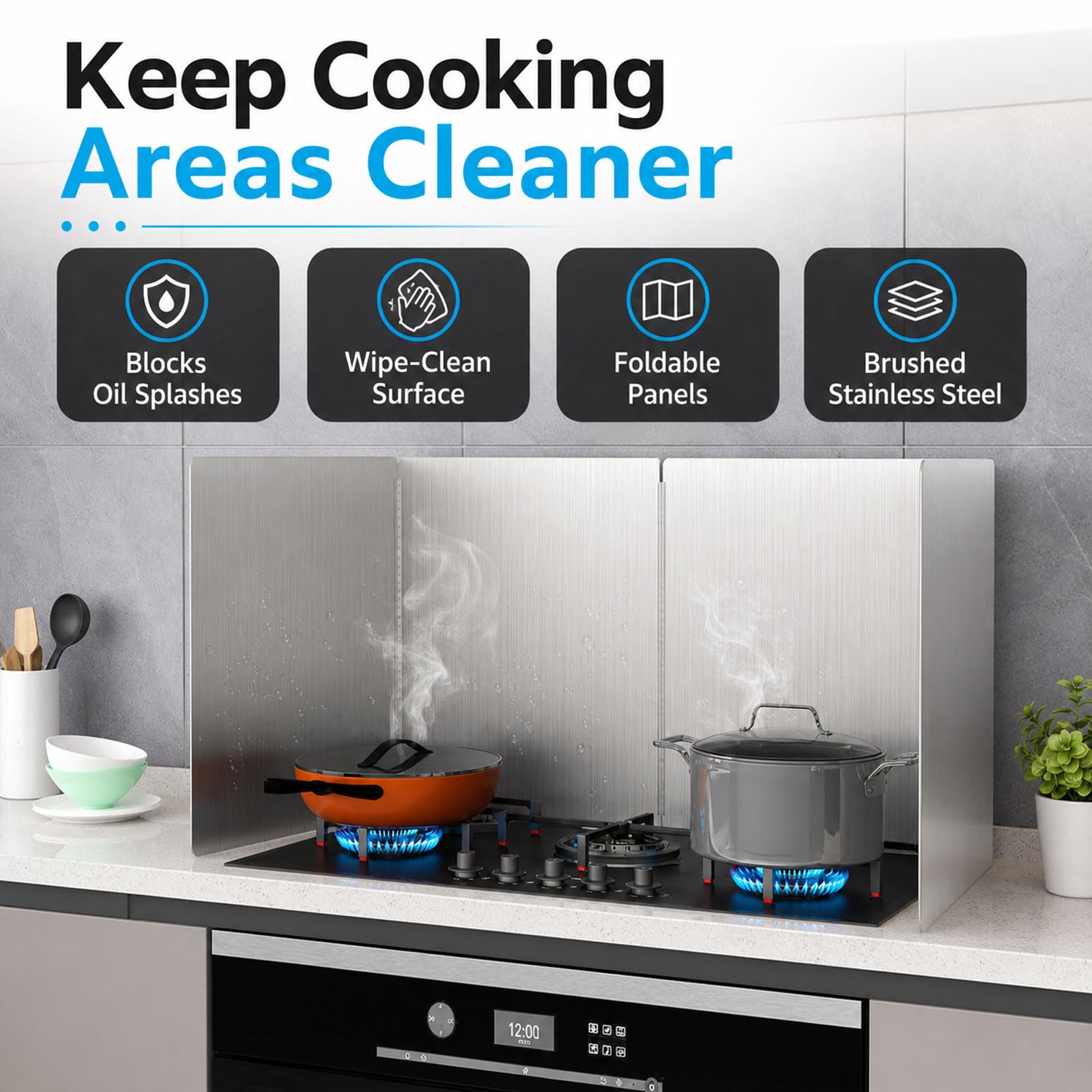 Protección contra Salpicaduras para Cocina Plegable,Placa Antisalpicaduras Portátil Fácil Limpiar,Protector Trasero para detrás de una Cocina para freír,para Cocina,Asado,Fregadero