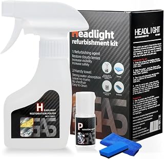 PQWESIT Headlight Restoration Kit - No Tools Spray Cleaner Restores Yellowed Oxidized Headlights for All Vehicles