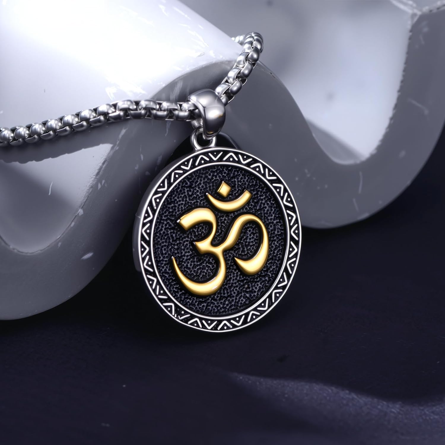 Om Necklace 925 Sterling Silver Om Pendant Ohm Sanskrit Symbol Jewelry Gifts for Men Women, w/Stainless Steel Chain 22”+2” - Image 4