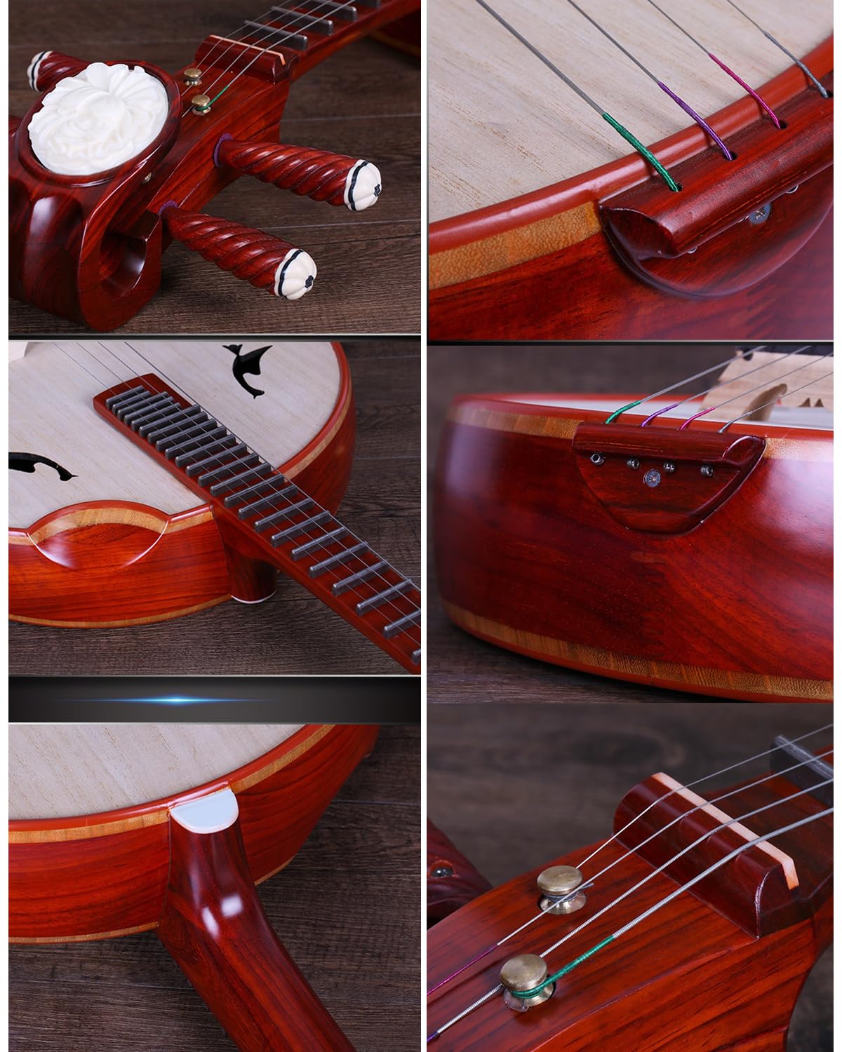 Chinesisches Ruaninstrument, handgefertigtes 4-Saiten-Zupfinstrument, für Anfänger und Performer, traditionelles Musikinstrument
