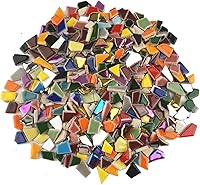 Lanyani Broken Ceramic Mosaic Tiles for Crafts - Vibrant Mixed Colors, Polished Irregular Pieces, 2lbs/0.97 Sq Ft Indoor Outdoor