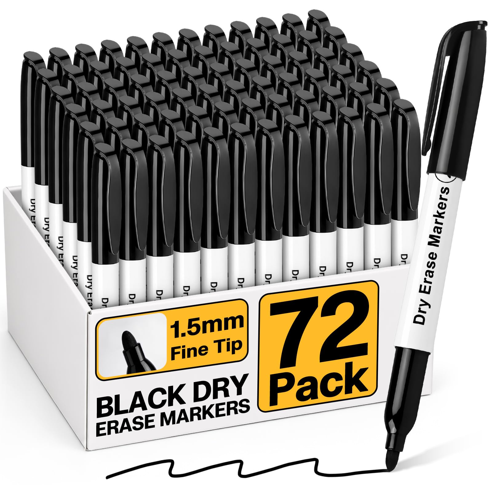 V-Opitos Whiteboard-Marker mit feiner Spitze, trocken abwischbar, ideal für Schule, Klassenzimmer, Bürobedarf, ungiftig und leicht zu reinigen, 72 Stück