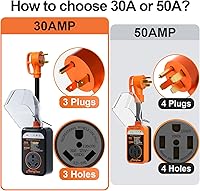 Vista 2 de Marsflex Protector de sobretensiones para RV, analizador de circuito de 30 amperios, protección contra sobretensiones de 10000 julios con cubierta