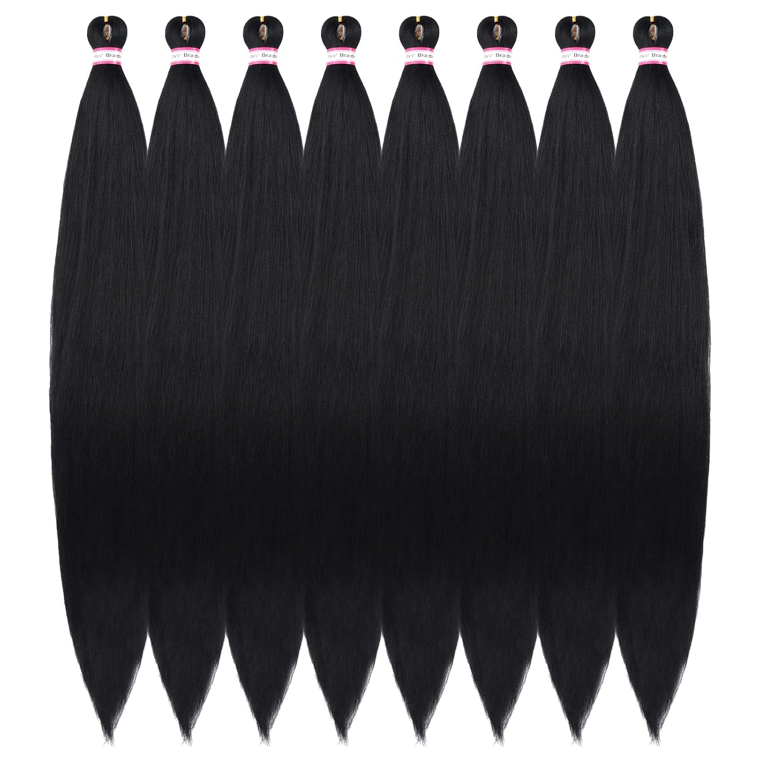Pre Stretched Braiding Hair 8 Packs 48 Inch Natural Black Color Long Professional Hair for Braiding Twist Braids Itch Free Hot Water Setting Yaki Straight Synthetic Hair Extensions (#1B)
