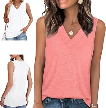 Tank Top, Womens Sleeveless V-Neck Slimming Loose Fit Casual Tank Top T-Shirt