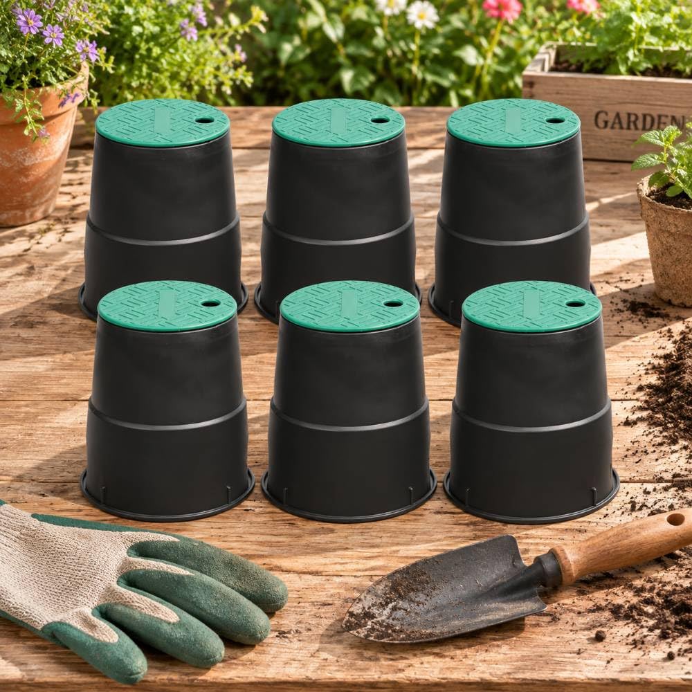 Pozzetto irrigazione rotondo 6 pezzi, protezione tecnica giardino 15cm
