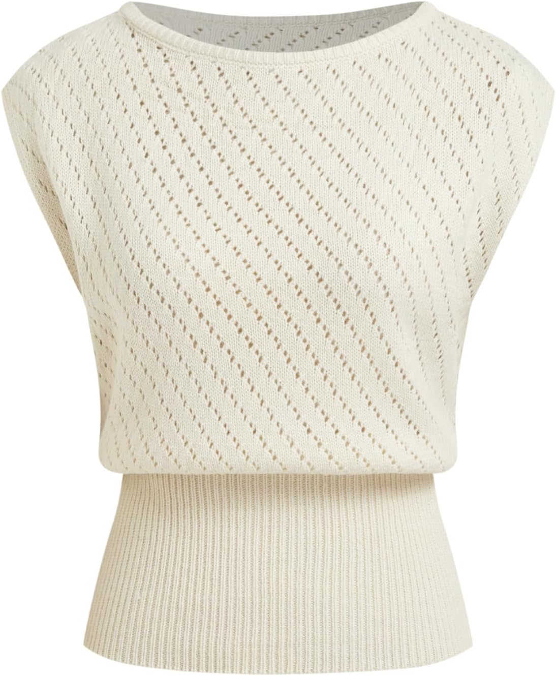 CIDER Summer Short Sleeve Sweater Vest for Women Boat Neck Ribbed Knit Cap Sleeve Cut Out Tops Going Out Trendy Tee