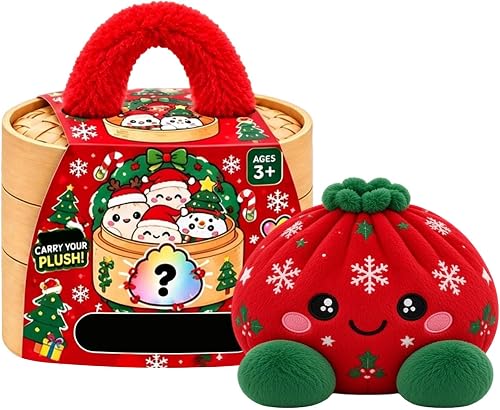 ASUIU Christmas Cute Plush Mystery Big Dumpling Bun Squishies with Steamer