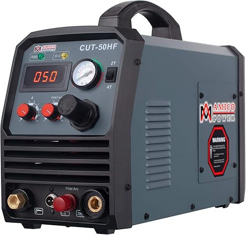 Amico CUT-50HF, cortador de plasma de arco piloto sin contacto de 50 amperios, Pro. Voltaje ancho de 95 ~ 260 V, máquina de corte limpio de 3/5