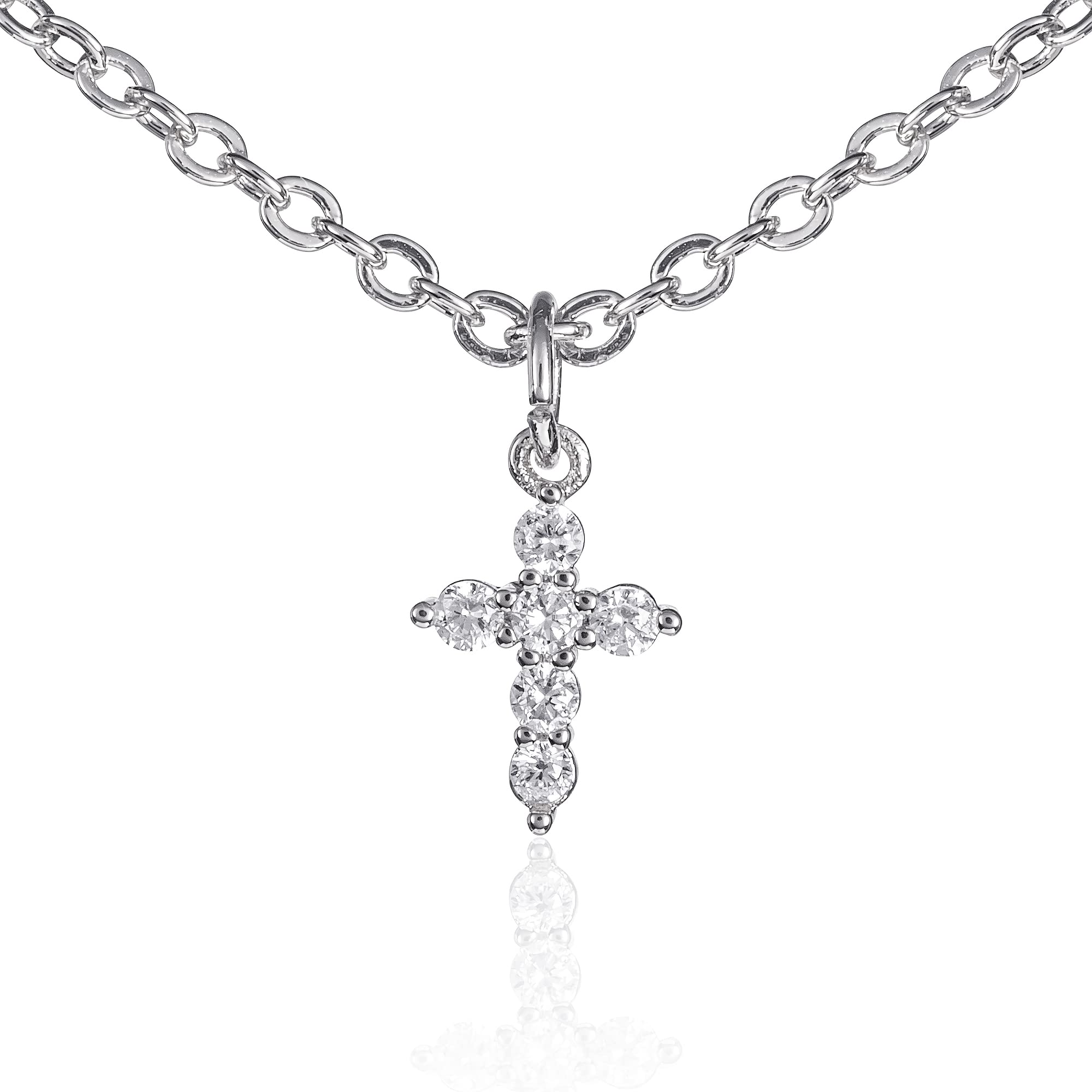 ZAVANA Collar Colgante Cruz para Mujer y Niña, Cadena y Colgante Cruz con Piedras Brillantes, Collar Cruz para Mujer