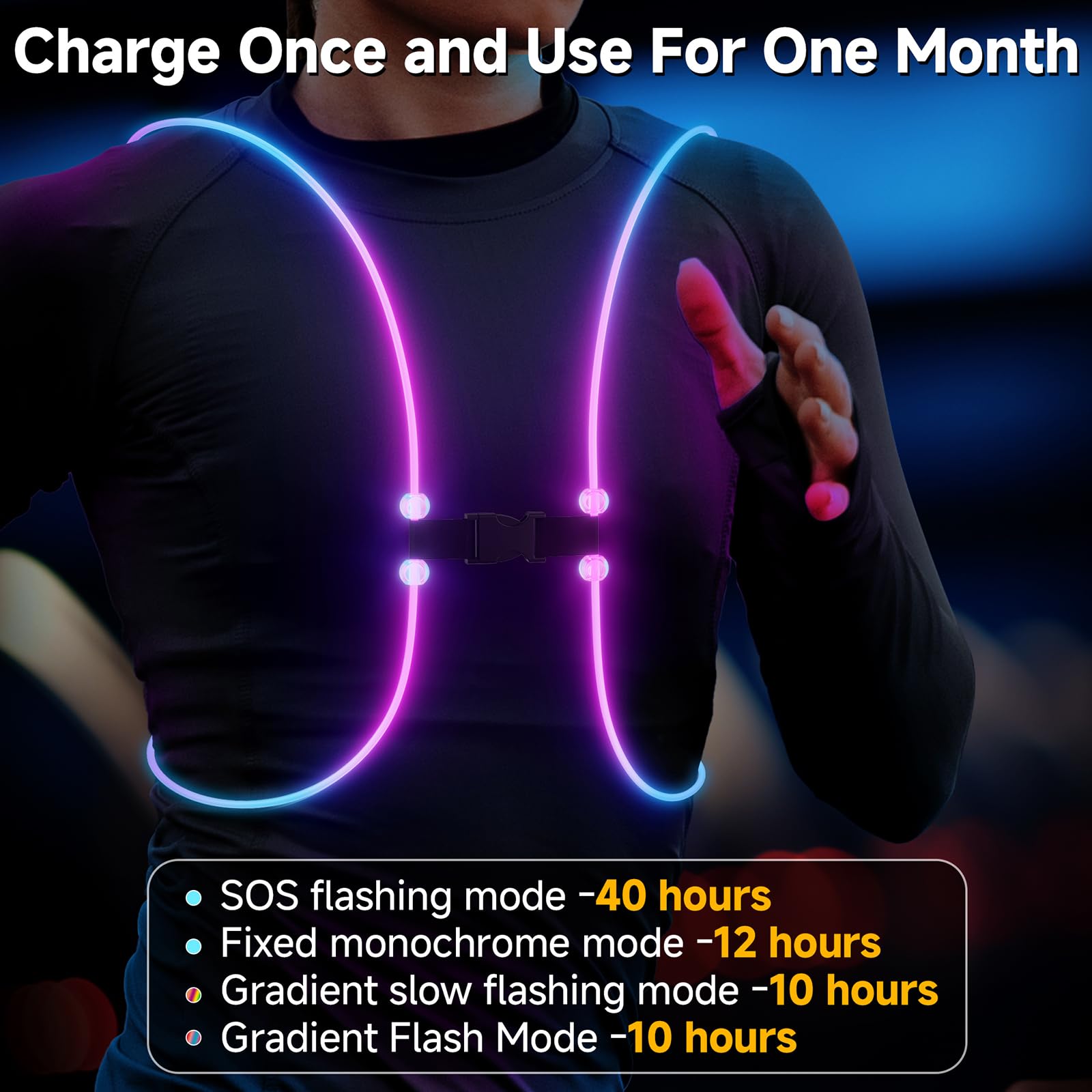 CINTHIA Luces de correr para corredores, chaleco reflectante para mujeres y hombres, talla S
