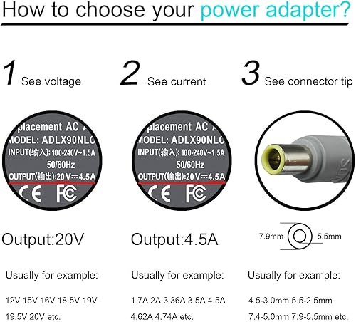 Miniatura 2 de Adaptador de CA de 90 W, compatible con Lenovo Thinkpad T60 T61 T400 T410 T420 T420s T500 T520 T530 X201 X220 X230 X200 X140e X120e X60 E420 430 EE