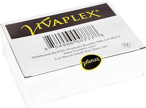 Miniatura 2 de Vivaplex 12 azul cobalto 2 onzas tarros de cristal redondos con revestimientos interiores y tapas negras