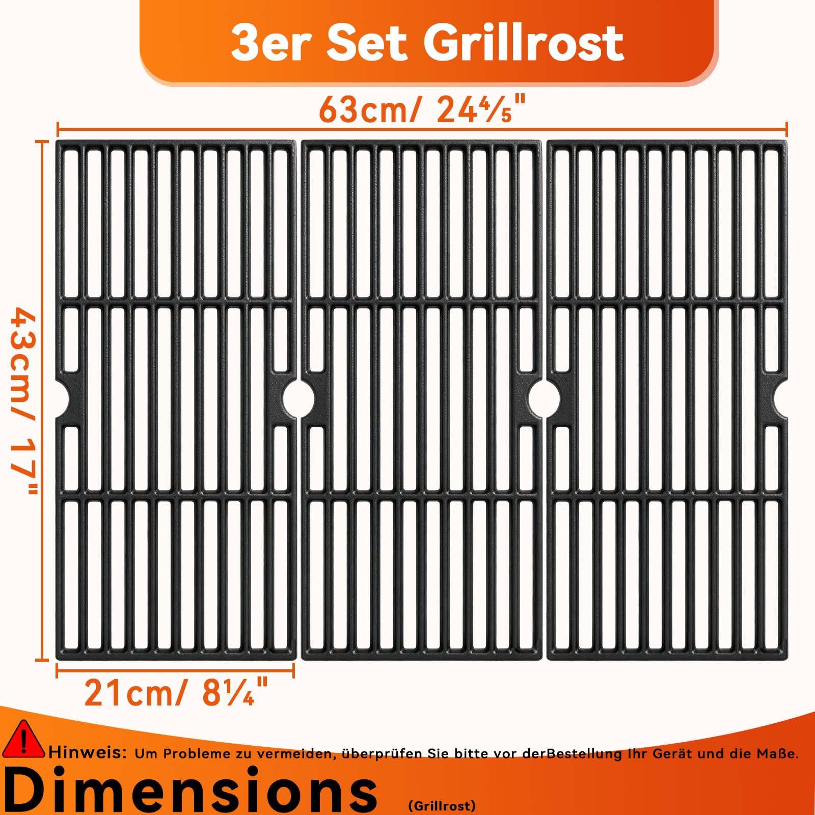 Griglia in ghisa da 43 x 63 cm per Enders Boston 3 / Monroe Pro 3