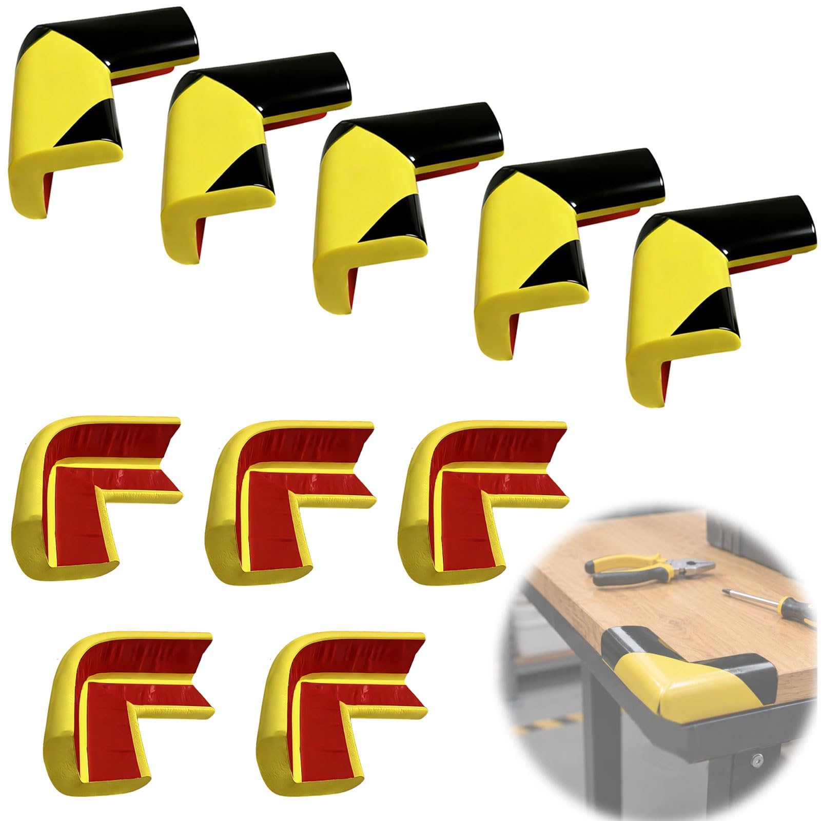 10 Pack Foam Corner Protector Yellow Black Warning Edge Cushion Bumper Guard for Sharp Table Desk Machinery and Furniture Corners