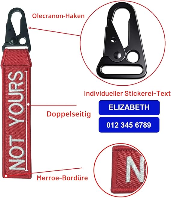 QIMAMADE Personalized Keychain Luggage Tag with Text Name Number Monogrammed Start Key for Car Motorcycle Gift for Men and Women Multi-Colour 18.5 x 3.2 cm