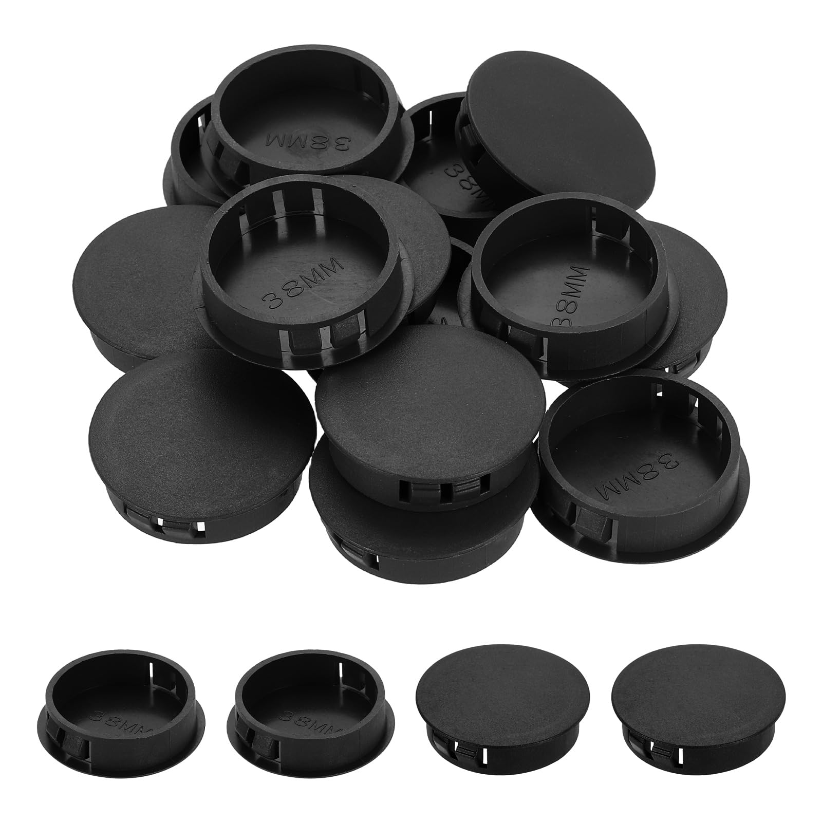 sourcing map Hole Plugs 50pcs 38mm(1-1/2-Inch) Plastic Plugs for Round Holes Flush Type for Furniture Cabinets Machines Hardware Fencing Post Pipe, Black โ image 1