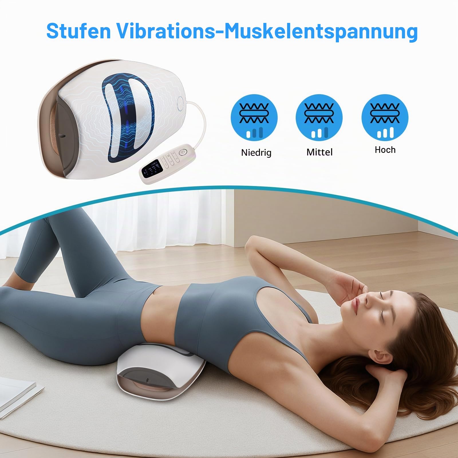 Elektrischer Rückenstrecker mit Vibration & Wärme | Höhenverstellbare Rückenstütze zur Anhebung & Stretching, Taillenpolster für Zuhause, Büro, Yoga & Fitness