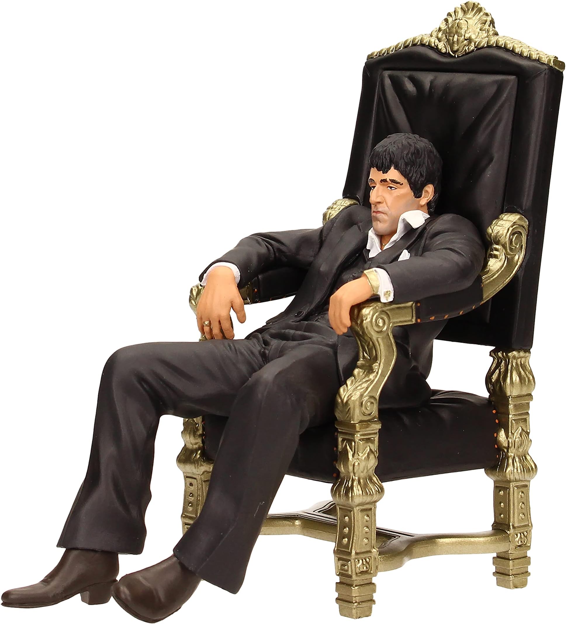 Scarface Tony Montana Figur schwarz/gold, bedruckt, aus 100% Kunststoff, in Geschenkverpackung.