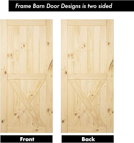 Miniatura 2 de Homacer Puerta de granero de madera de pino natural maciza de diseño 5 en 1, 48 pulgadas de ancho, 96 pulgadas de alto, sin terminar y sin montar,