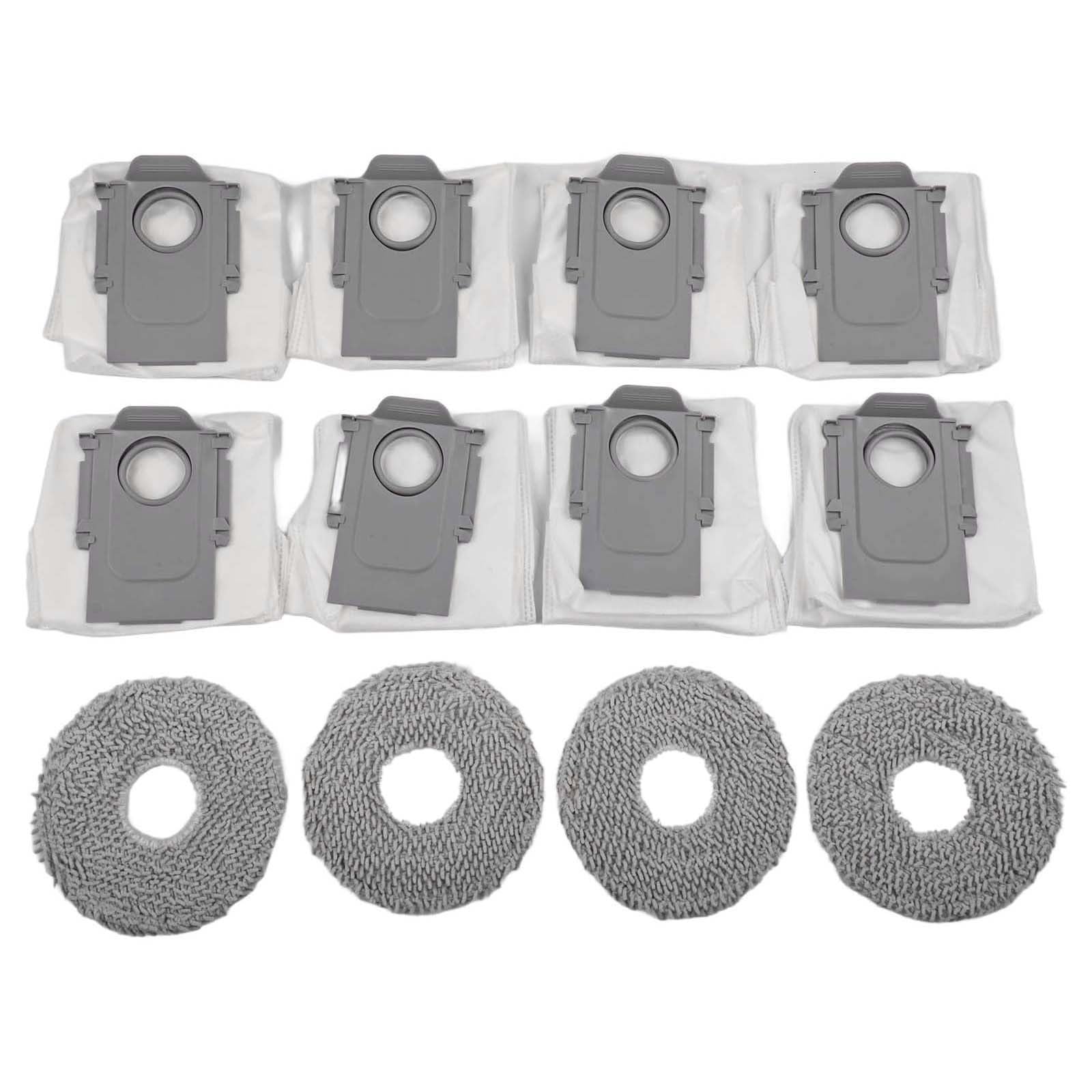 Replacement Parts For Roborock QV 35A, QR 798, QR 598 Models Vacuum Cleaner Spare Parts Accessories, 4 Mop Cloths + 8 Bags
