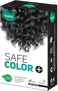 Vegetal Safe Hair Color -Soft Black 100g. - Certified Organic Chemical and Allergy Free Bio Natural Hair Colour with No Ammonia Formula for Men and Women