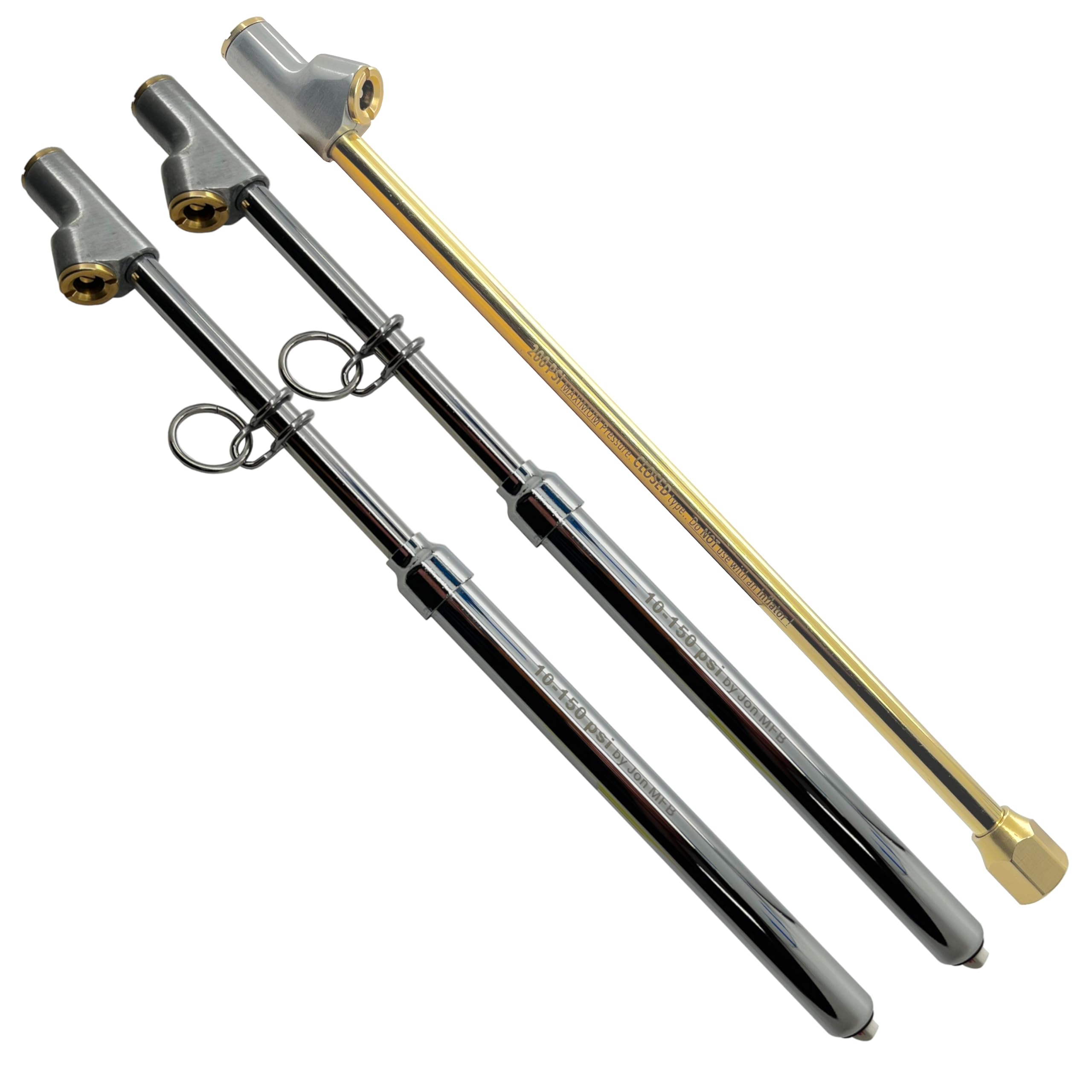 10-150 psi Air Gauge (2 Pack) and Long Extended Air Chuck Bundle.