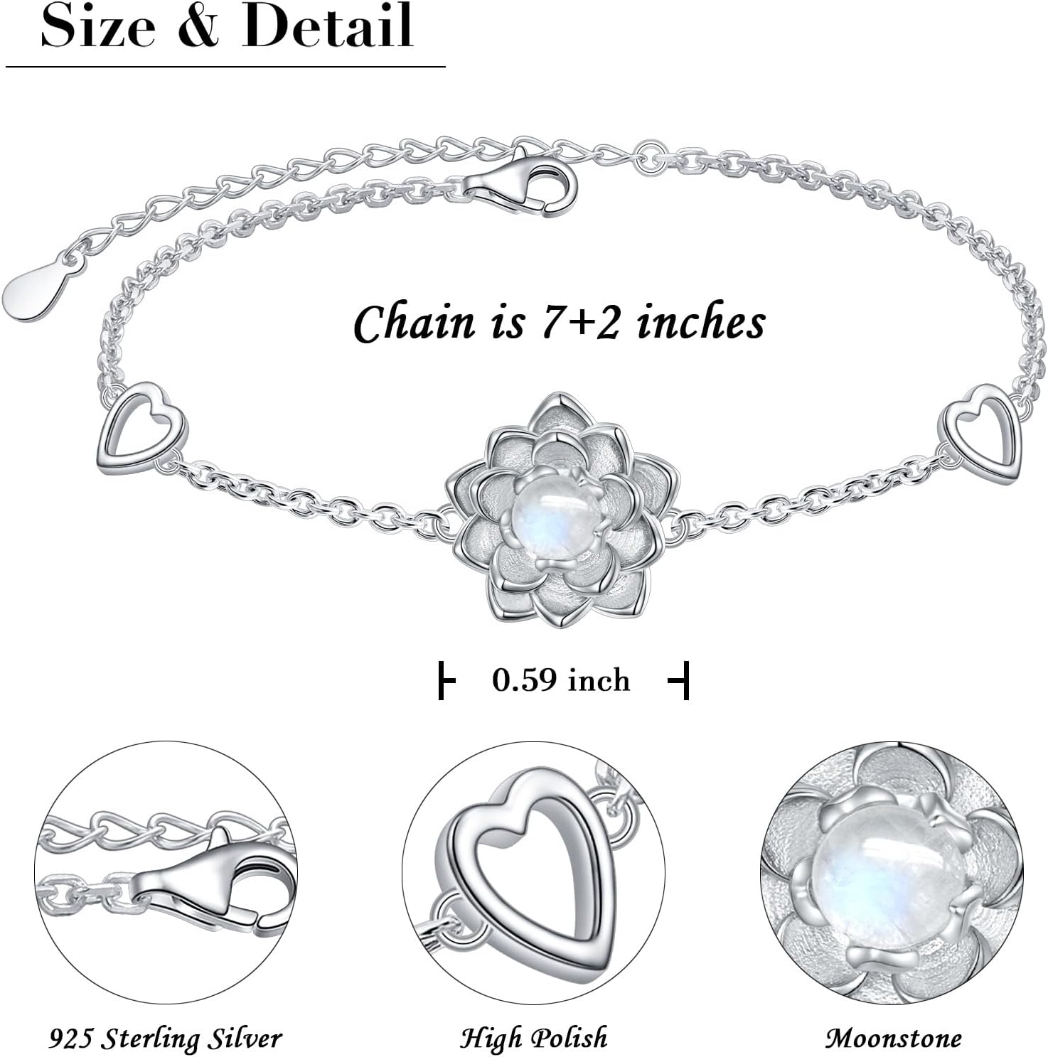 Moonstone Lotus Jewelry Set 925 Sterling Silver Lotus Flower Ring Engraved True Love Waits Natural Healing Buddha Spiritual Yoga Lotus Jewelry Set Gifts for Women