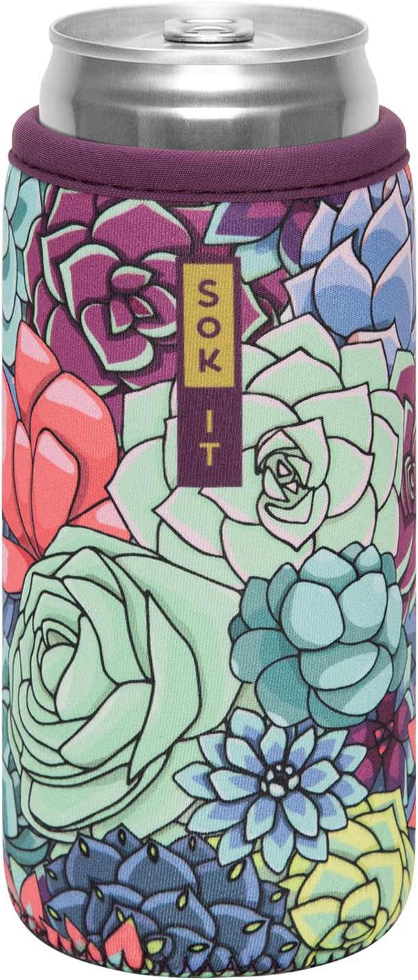 Succulents Slim Can Cooler Sleeve – Keeps Drinks Cold!