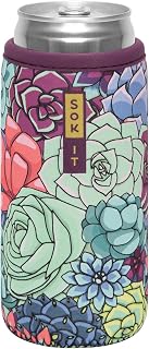 Sok It CanSok Sleeve for Beer & Soda Insulated Neoprene Cover (Succulents, 12oz Slim Can Sleeve)