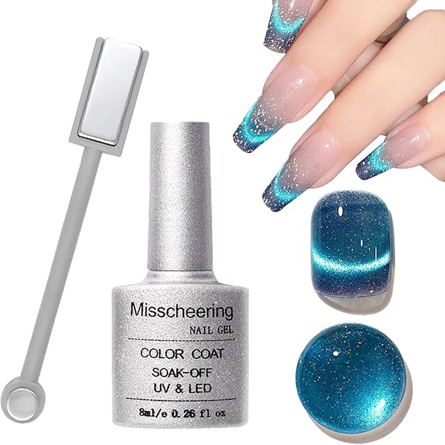 Cat Eye Gel Nail Polish, 9D Nail Gel Polish Nail Glitter Blue Nail Varnish Polish Soak Off UV LED Gel Nail Polish-c05 (C05)
