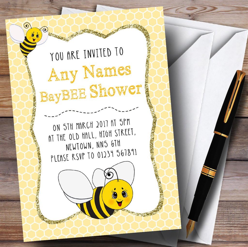 Yellow Honeycomb Bee Invitations Baby Shower Invitations